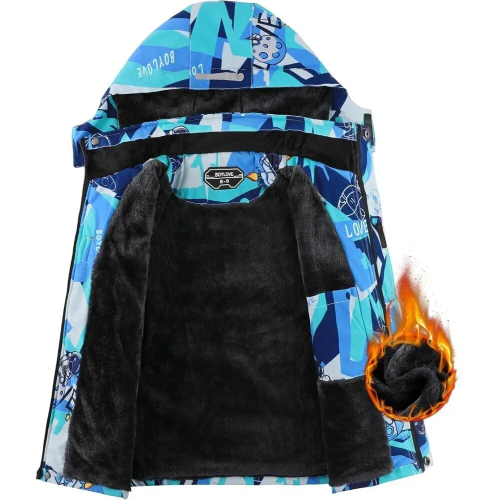 Warm and Durable Boys' Winter Coat with Zipper and Multi-Pockets - Size 10-12